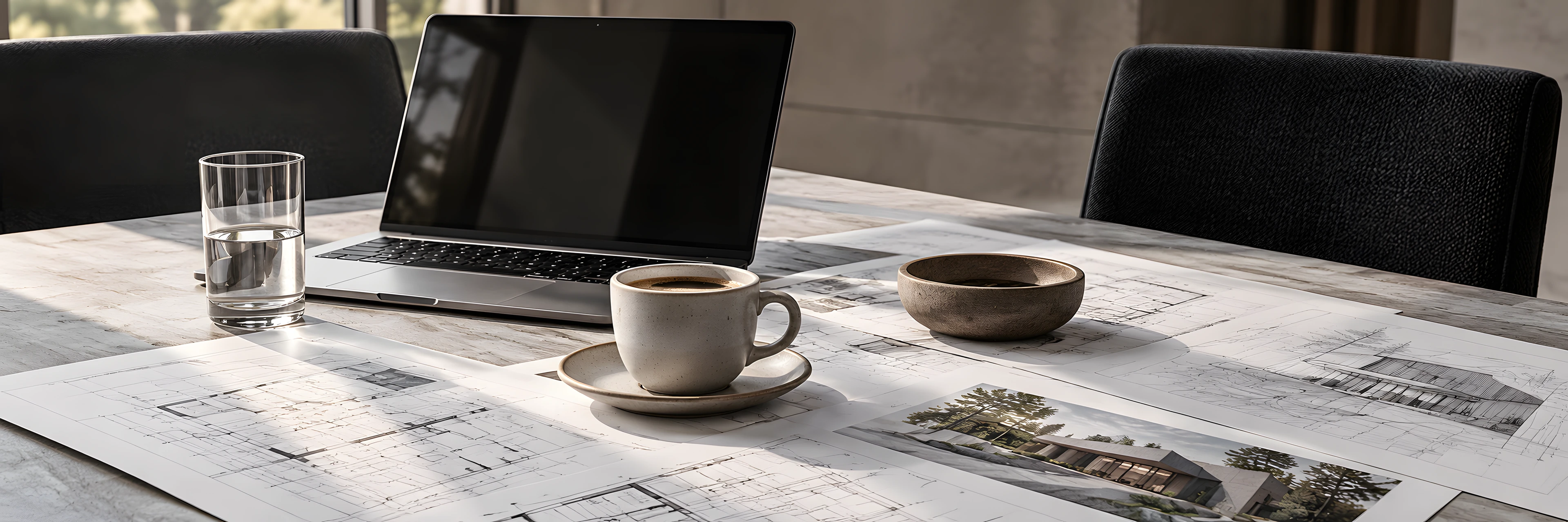 Рабочий стол с компьютером и чашкой кофе
